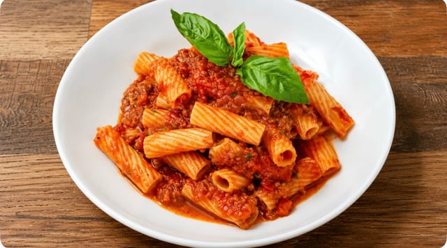 Rigatoni Bolognese.
